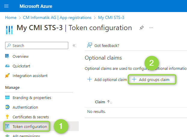 Token configuration – Group Claims