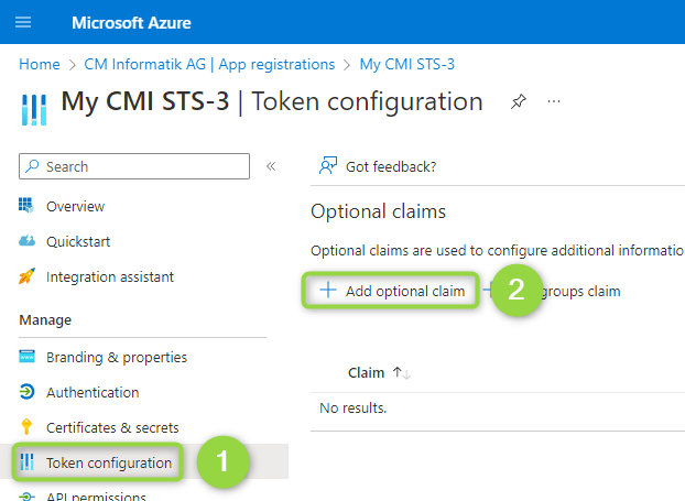 Token configuration – Optional Claims